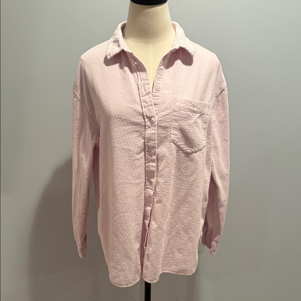 American Eagle Outfitters Light Pink Textured Shirt